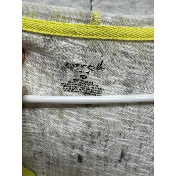 NWT Exertek Women 2X Burnout Athleisure Hoodie Yellow Gray - Picture 3 of 8